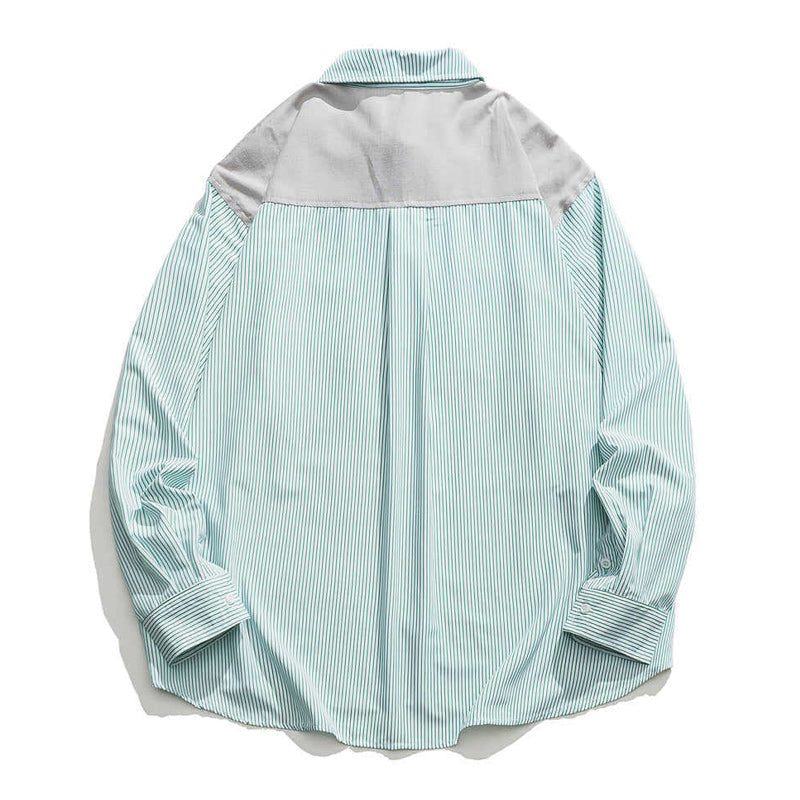 Fashionable striped long-sleeved work shirt