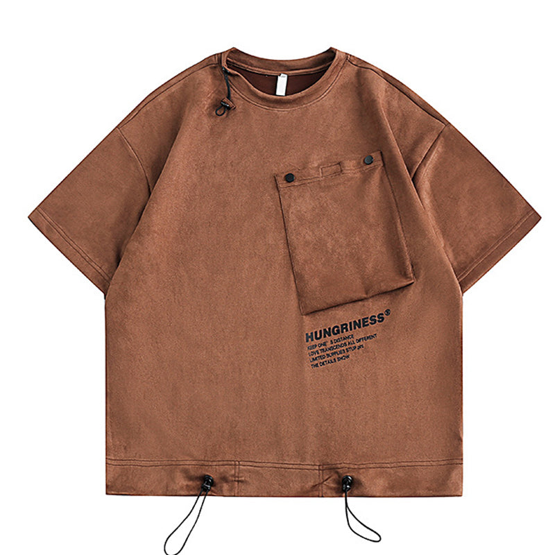 New for summer: 3D pocket suede short sleeve T-shirt