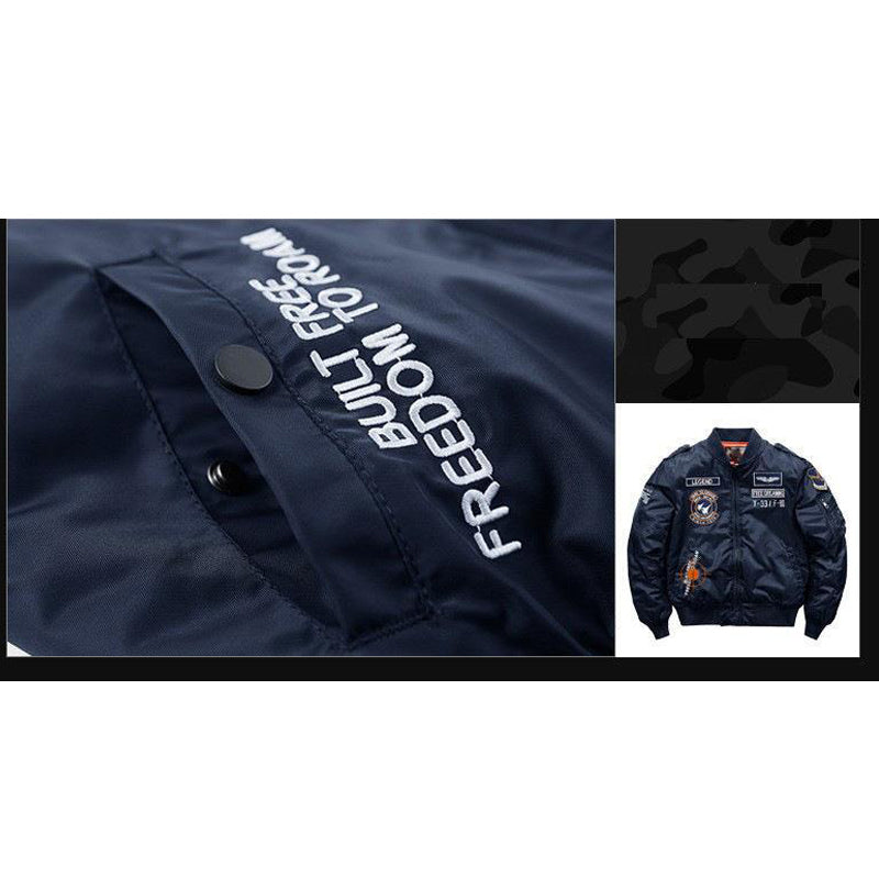 Printed Alphabet Thick Warm Padded Stand Collar Jacket