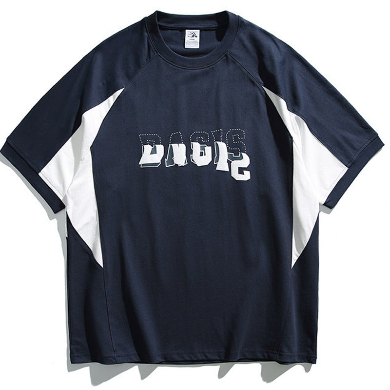 夏新作 250G 綿 切替 立体アルファベット Tシャツ