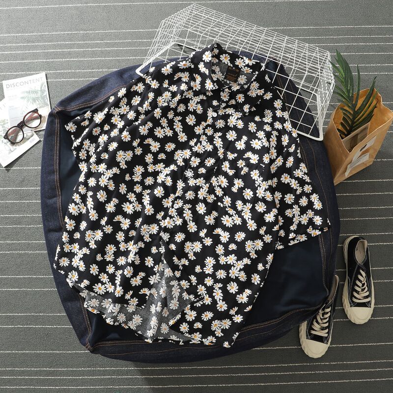 New summer daisy print short sleeve shirt