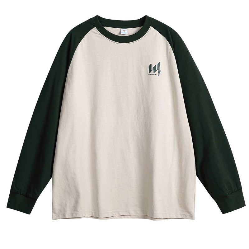 Four-color long-sleeved T-shirt with contrasting colors