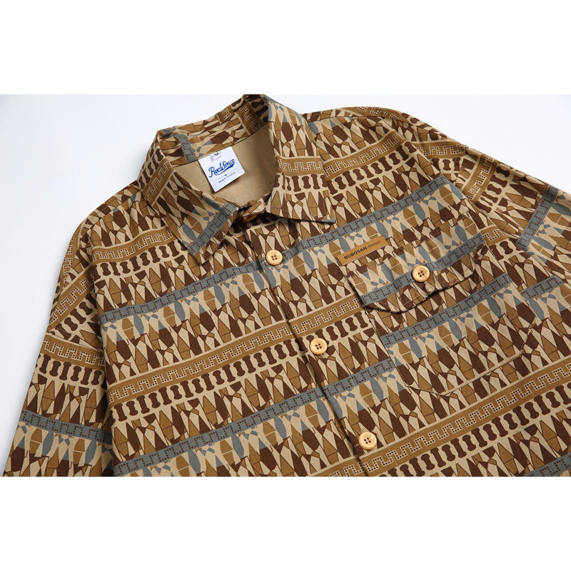 Ethnic print long-sleeved shirt for fall