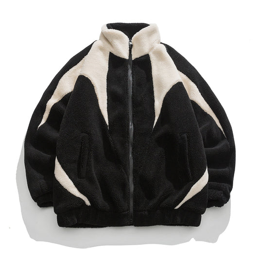 Cashmere coat with stand-up collar and padded lining for warmth