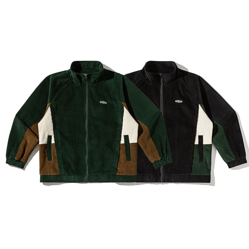 Switch stand collar zipper embroidery loose jacket