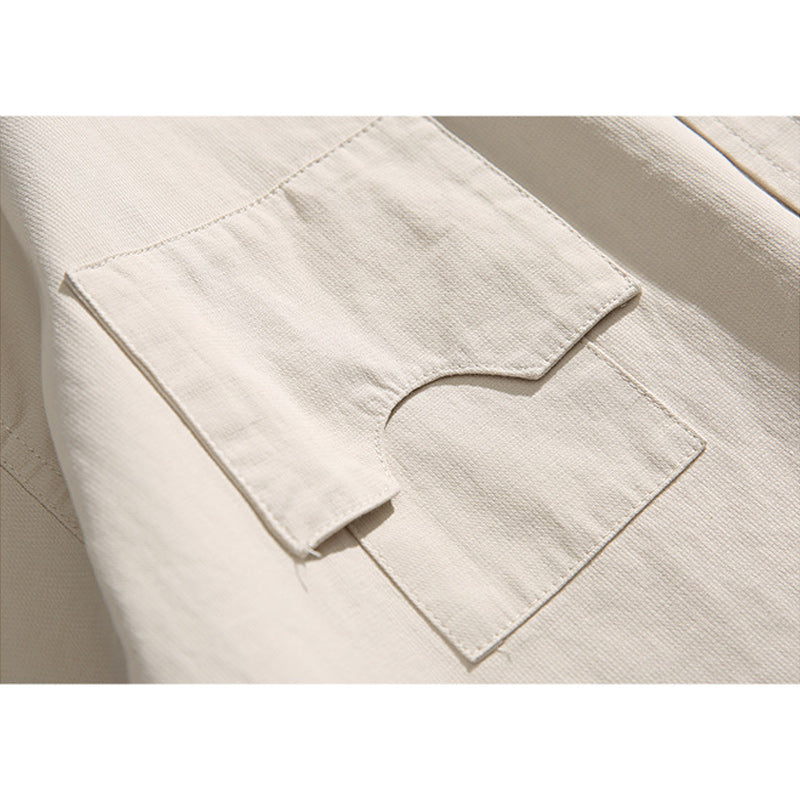 Solid color short-sleeved work shirt in four colors