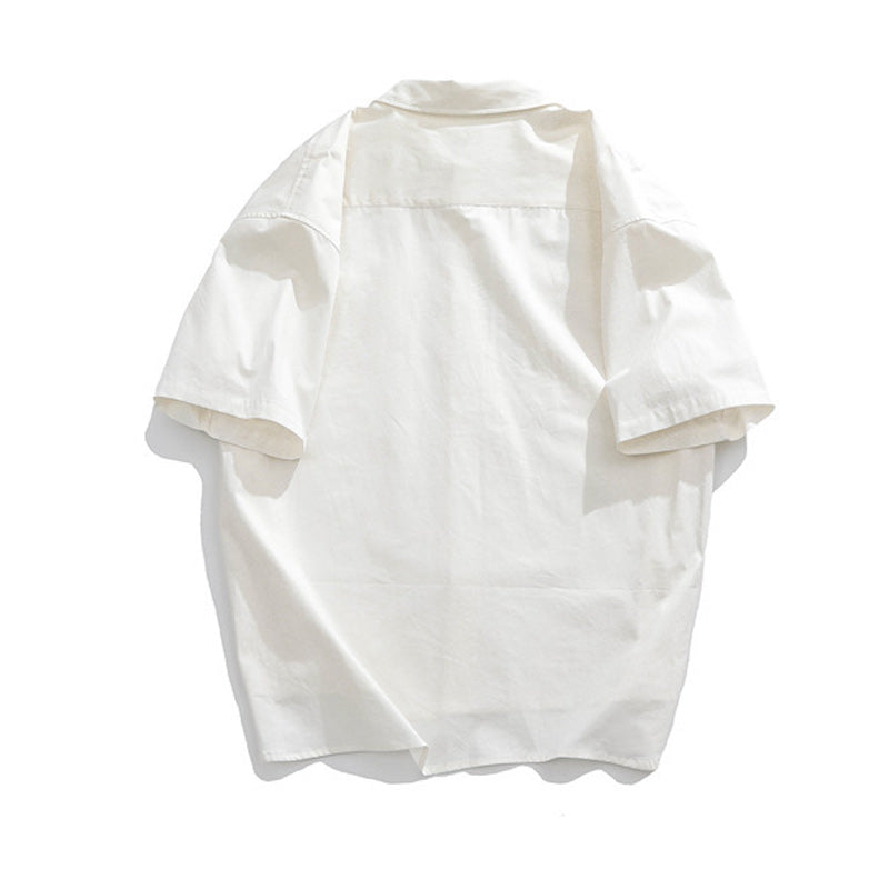 Classic simple plain pocket work short sleeve shirt
