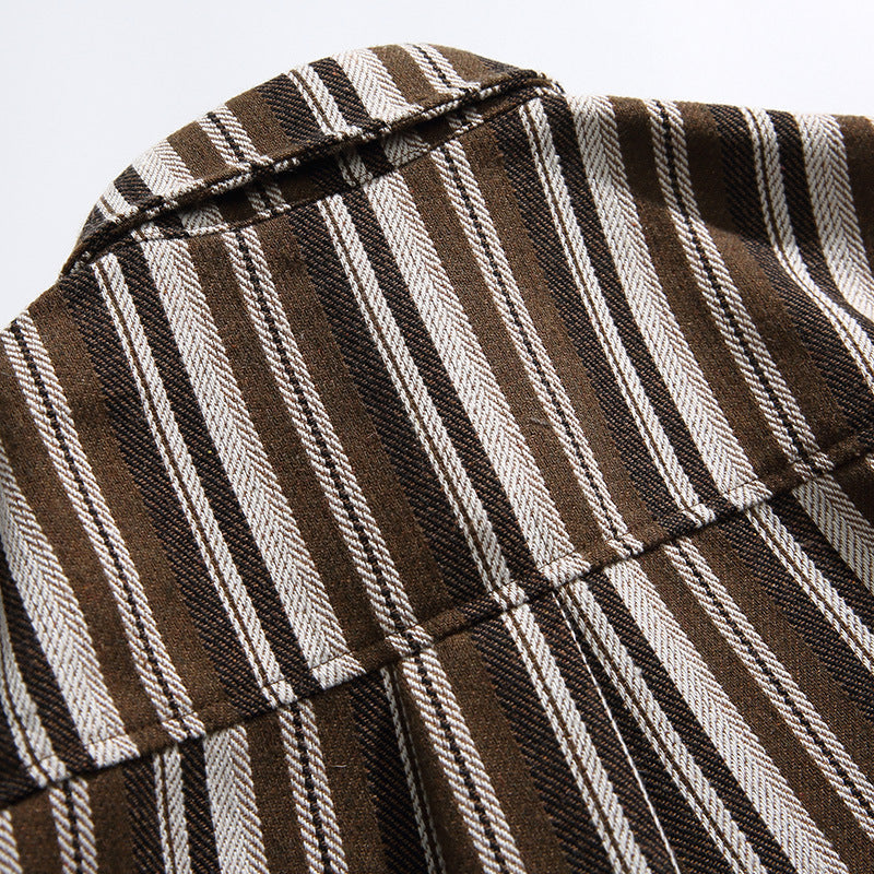 Striped long-sleeved shirt with pocket