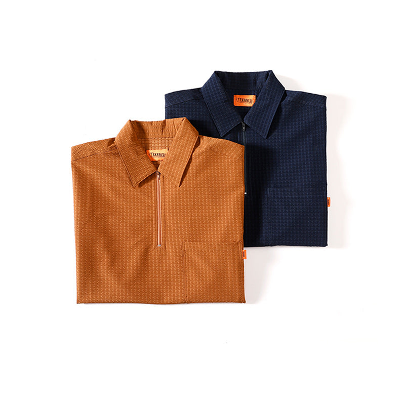 High-quality plain zipper classic polo shirt