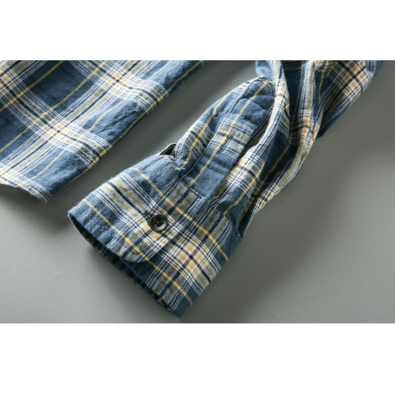 Yarn-dyed tartan check work shirt