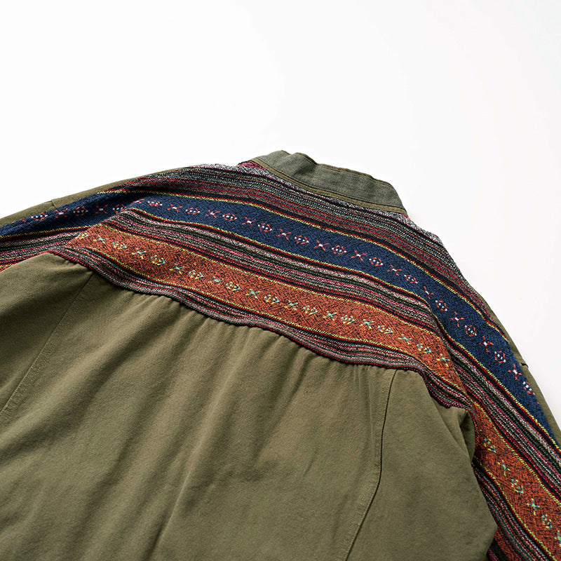 Sanjuro Kimono Jacket, Ethnic-style Classic Color-block Jacket