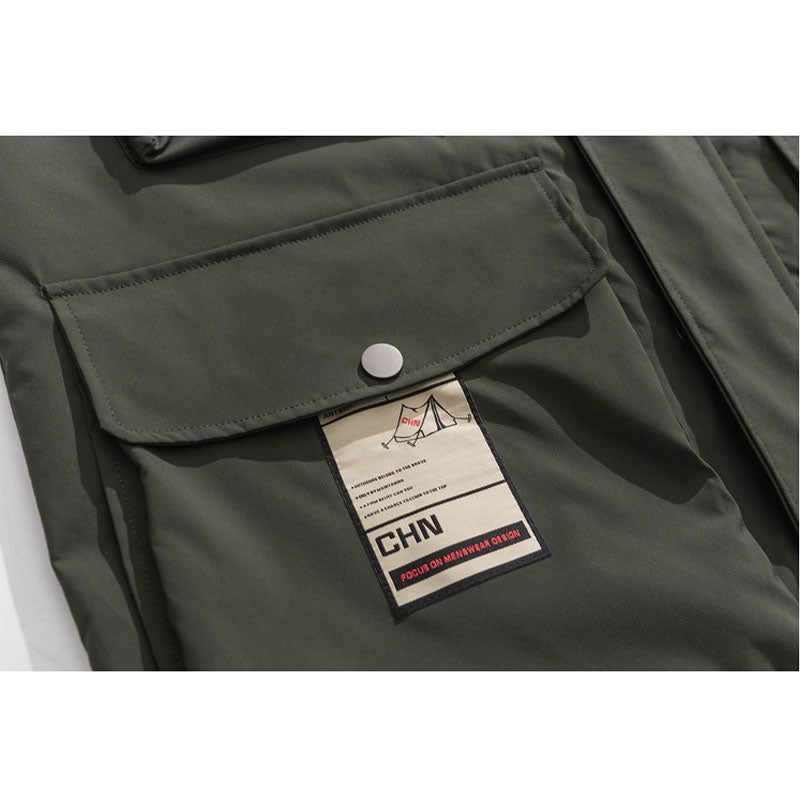 Stand collar multi-pocket outdoor cargo jacket