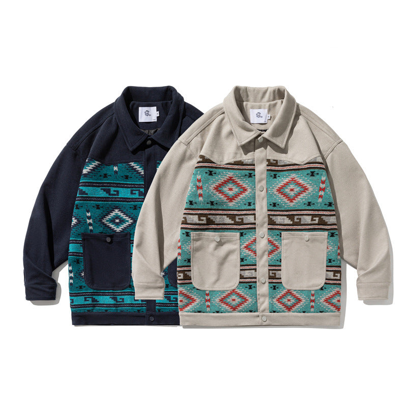 Color-coordinated retro ethnic shirt
