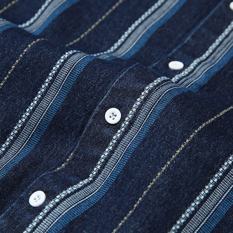 Striped pocket denim shirt