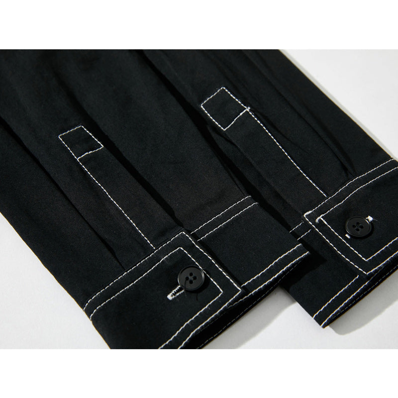 Fashion loose pocket long sleeve shirt