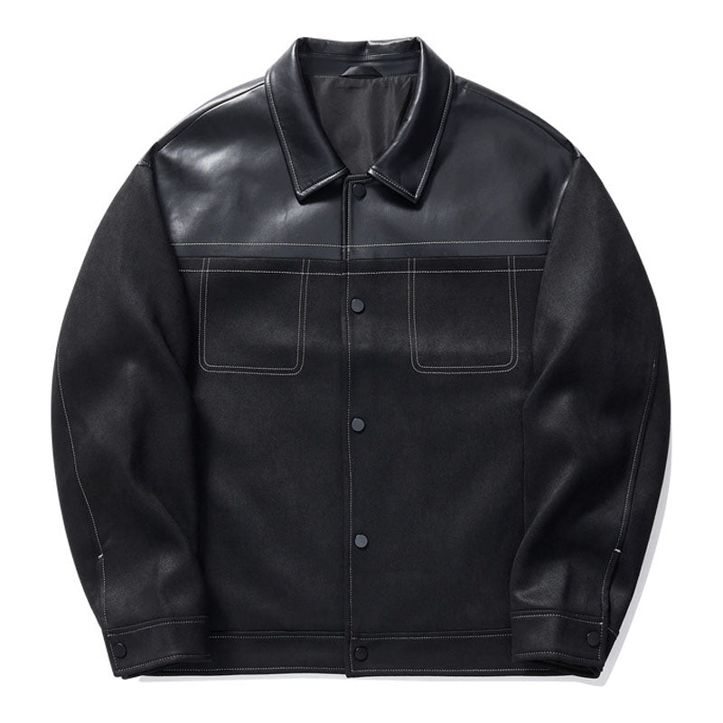 Suede PU switching skipper jacket