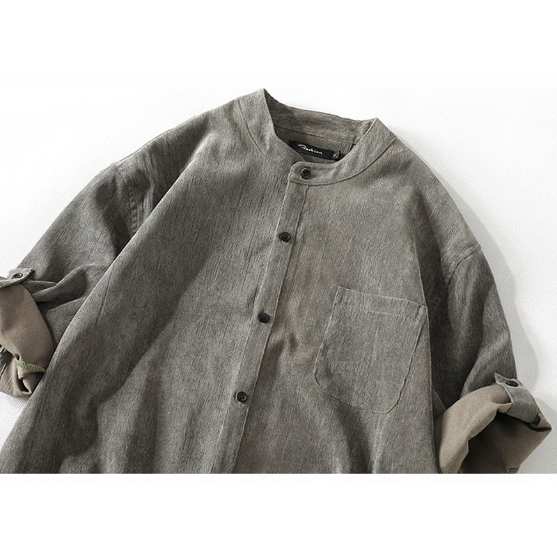 New for summer: Solid color, collarless, short-sleeved shirts M-5XL