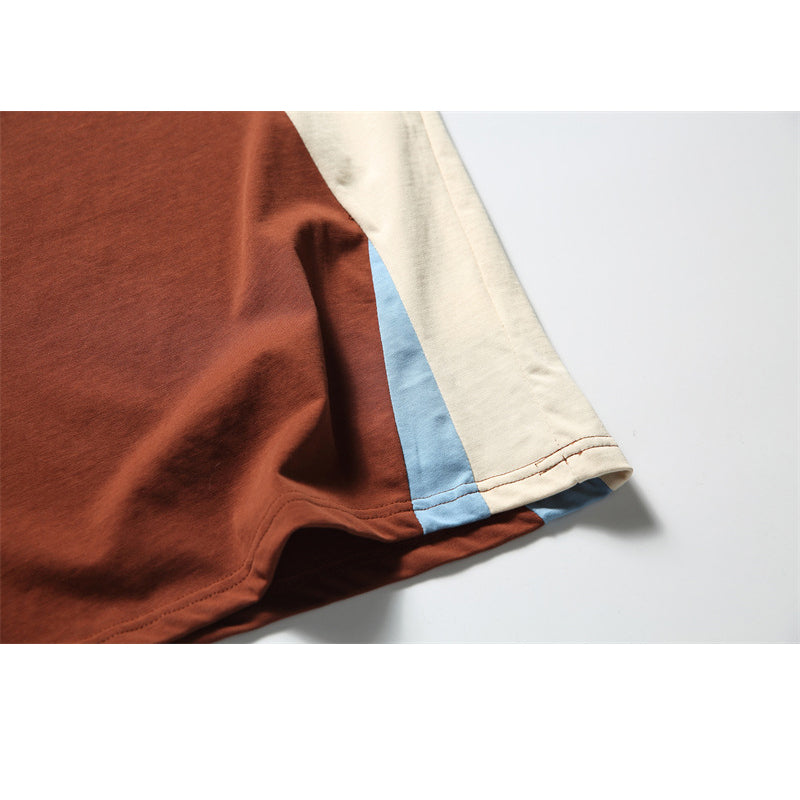 夏新作配色100%コットンアルファベットTシャツ