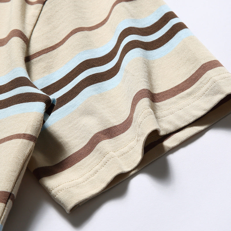 New summer 3D pocket striped T-shirt