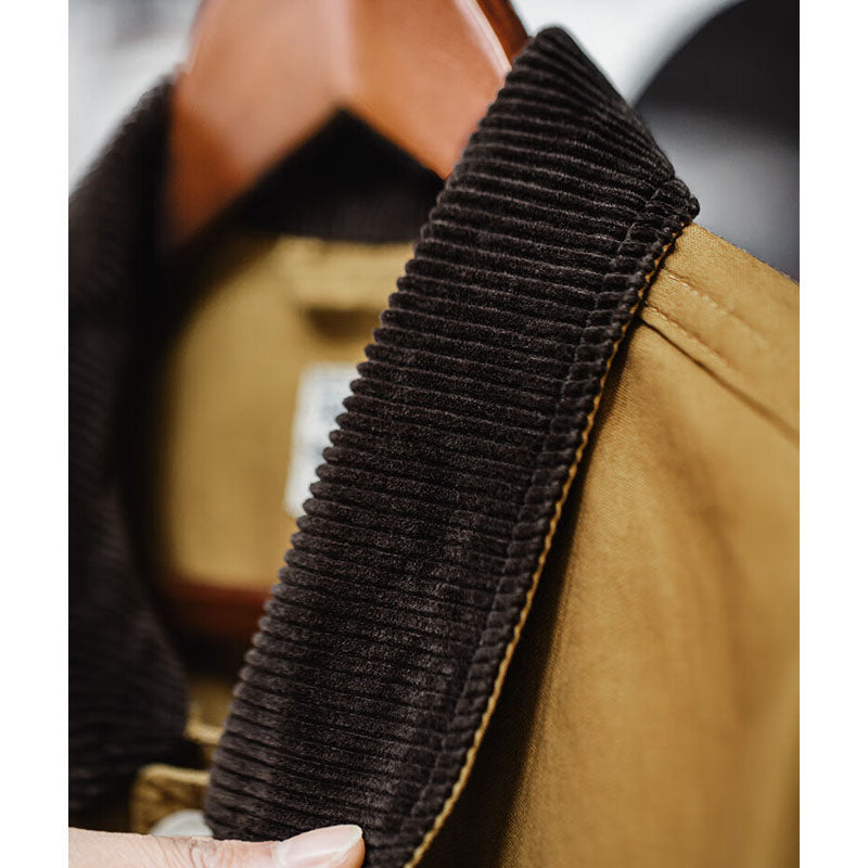 Safari jacket with corduroy collar and cuffs