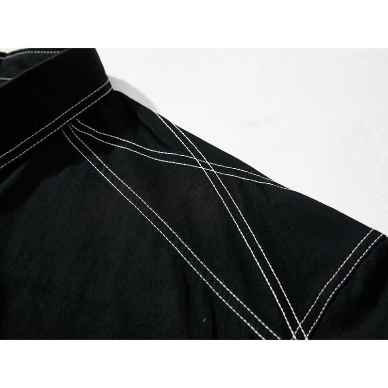 Fashion loose pocket long sleeve shirt