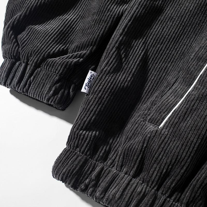 Plain corduroy embroidered skipper jacket