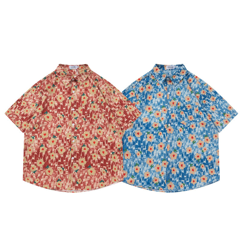New Summer Floral Print Short Sleeve Shirt