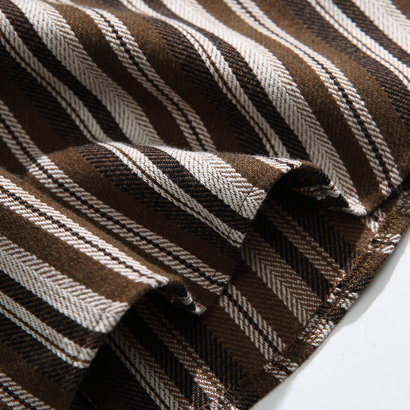 Striped long-sleeved shirt with pocket