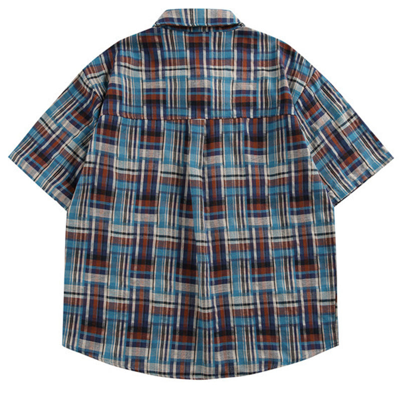 New Summer Check Cotton Short Sleeve Shirt