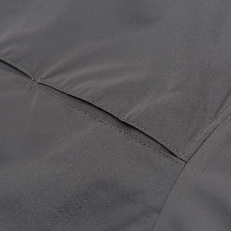 Solid color 3D pocket turn-down collar jacket