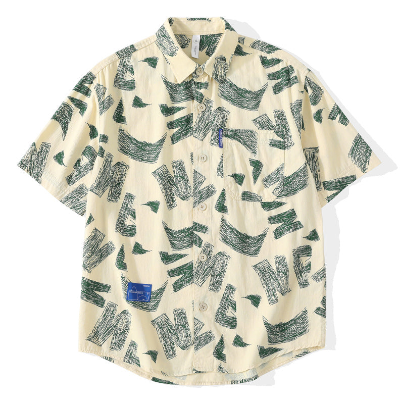 Alphabet print aloha shirt