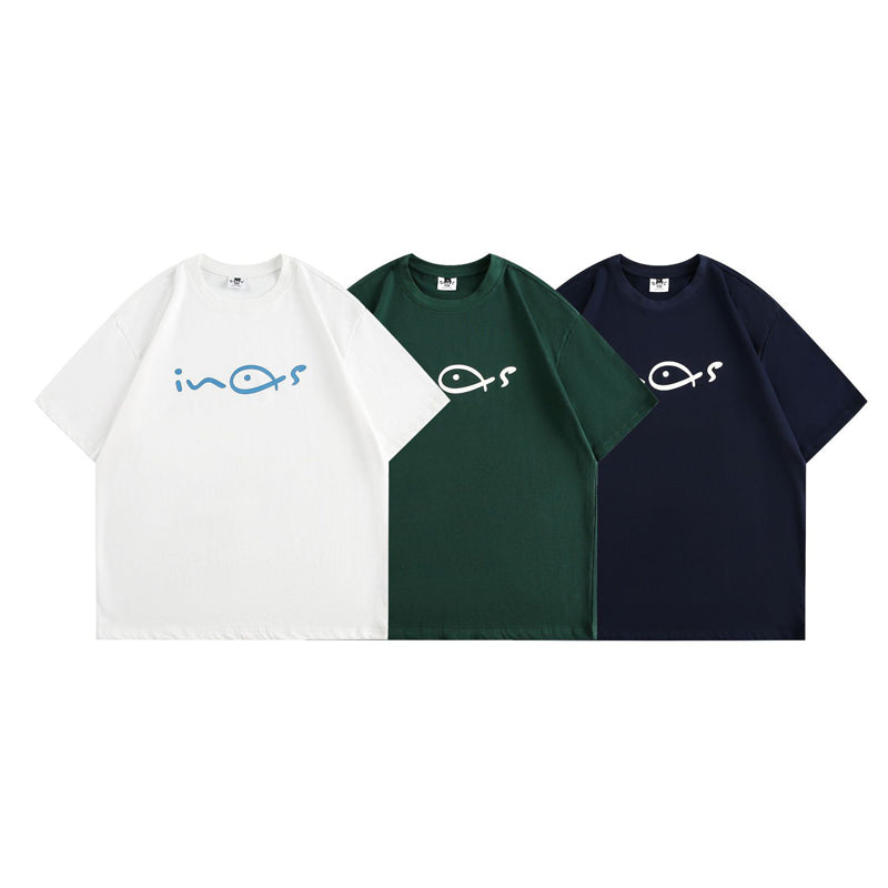 Crew neck fish print short sleeve T-shirt
