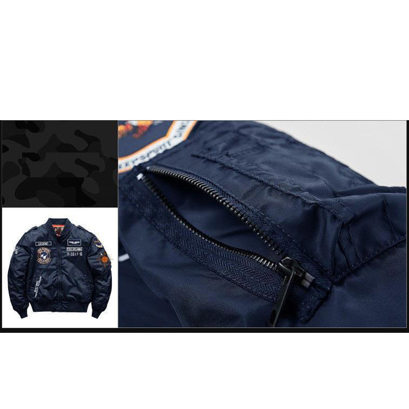 Printed Alphabet Thick Warm Padded Stand Collar Jacket