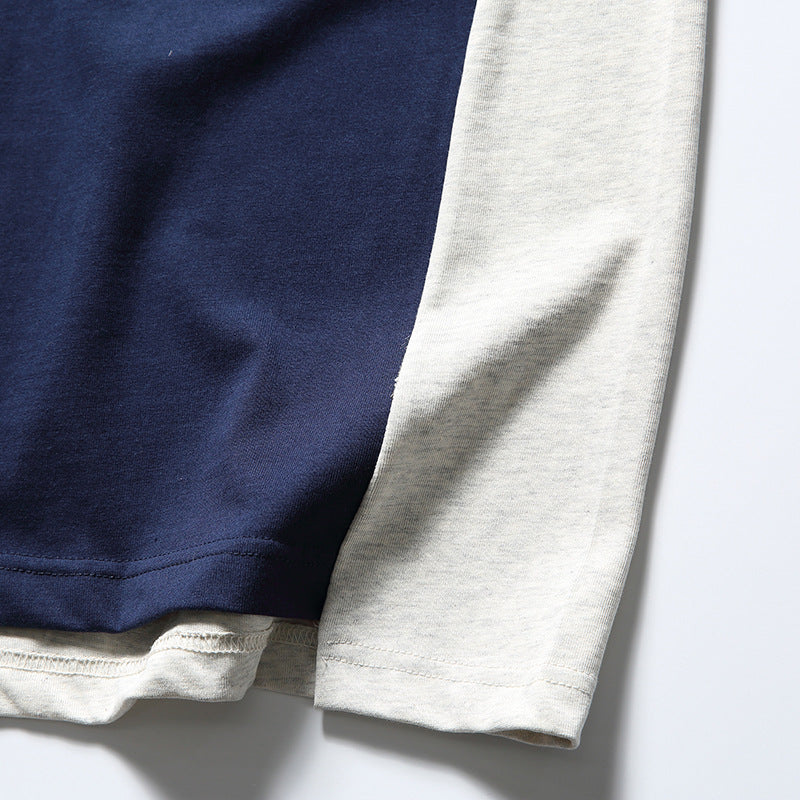 夏新作配色切替半袖Tシャツ