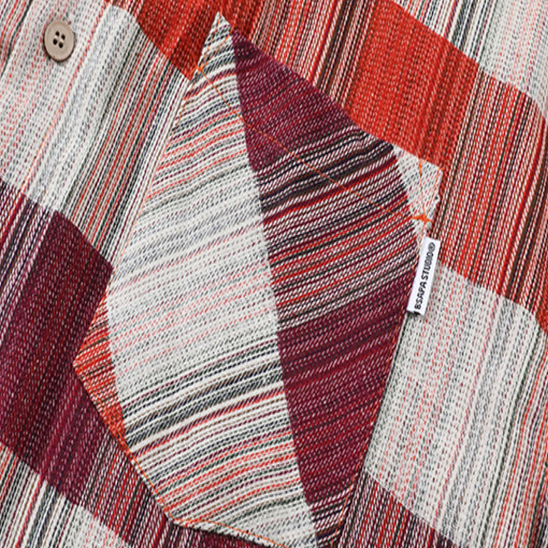 Jacquard colorful check long-sleeved shirt