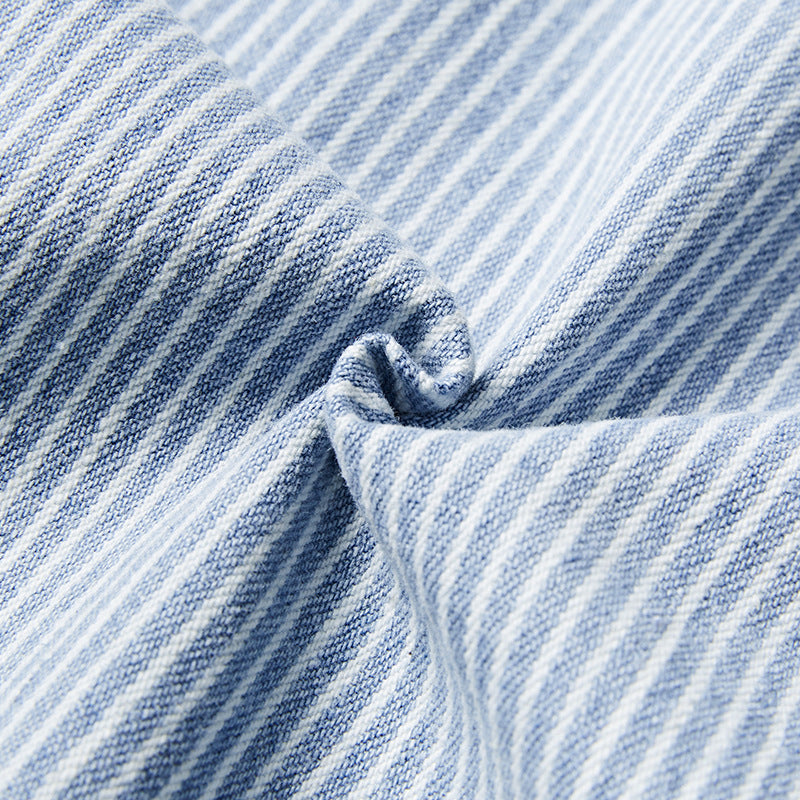 Spring color-coordinated striped multi-pocket skipper shirt