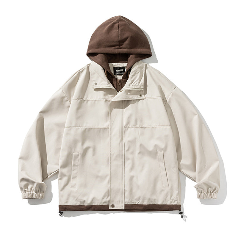 Hooded layered loose casual American casual jacket