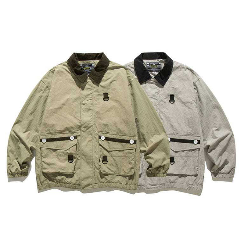 立体ポケット配色折り襟 ジャケット