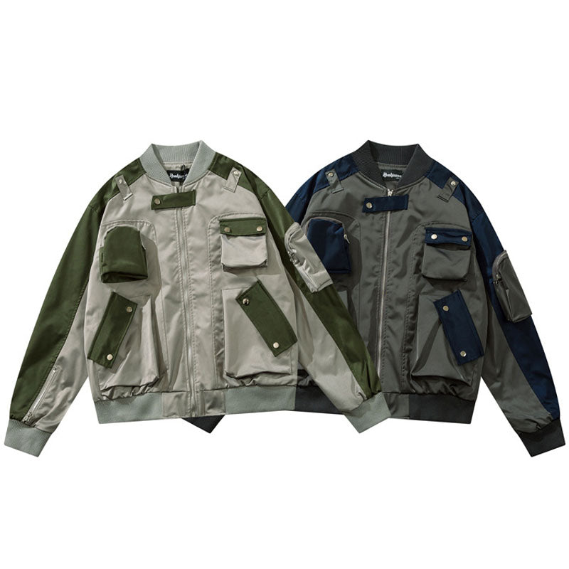 Three-dimensional multi-pocket color-coordinated casual jacket