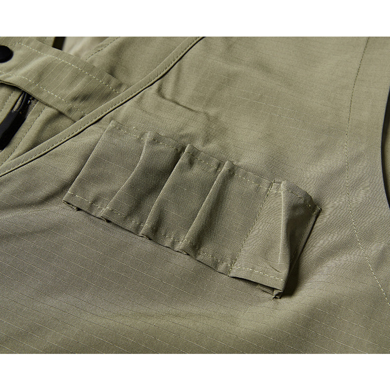 3色展開 Multi pocket フェイクレイヤードチェック柄アウトドアベスト