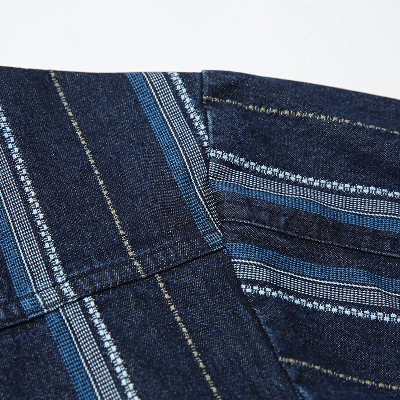 Striped pocket denim shirt