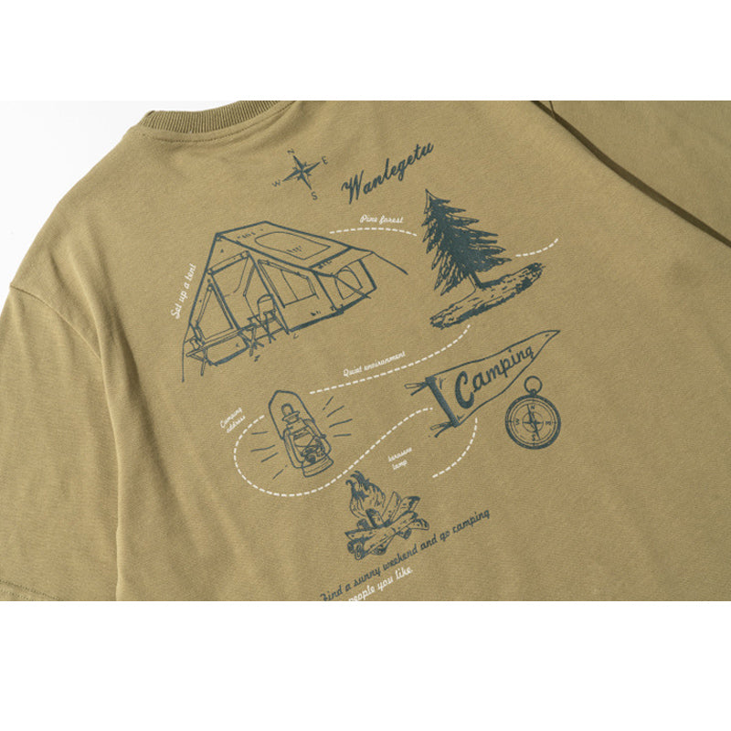 夏新作 Yama camping プリント半袖Tシャツ