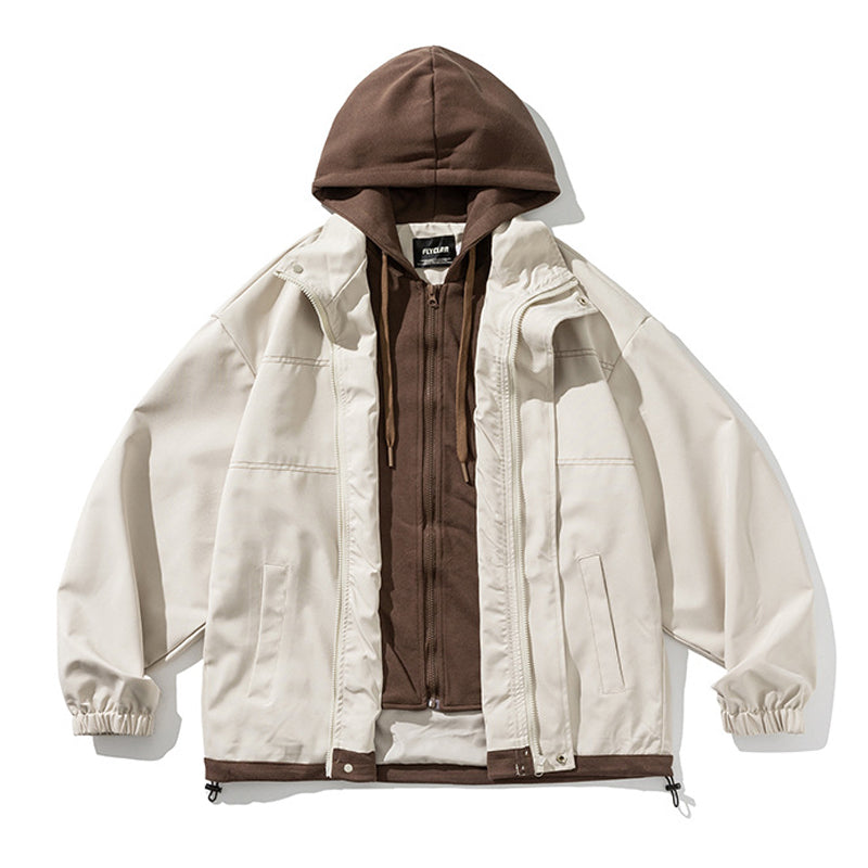 Hooded layered loose casual American casual jacket