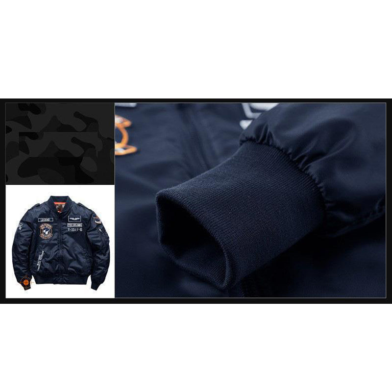 Printed Alphabet Thick Warm Padded Stand Collar Jacket