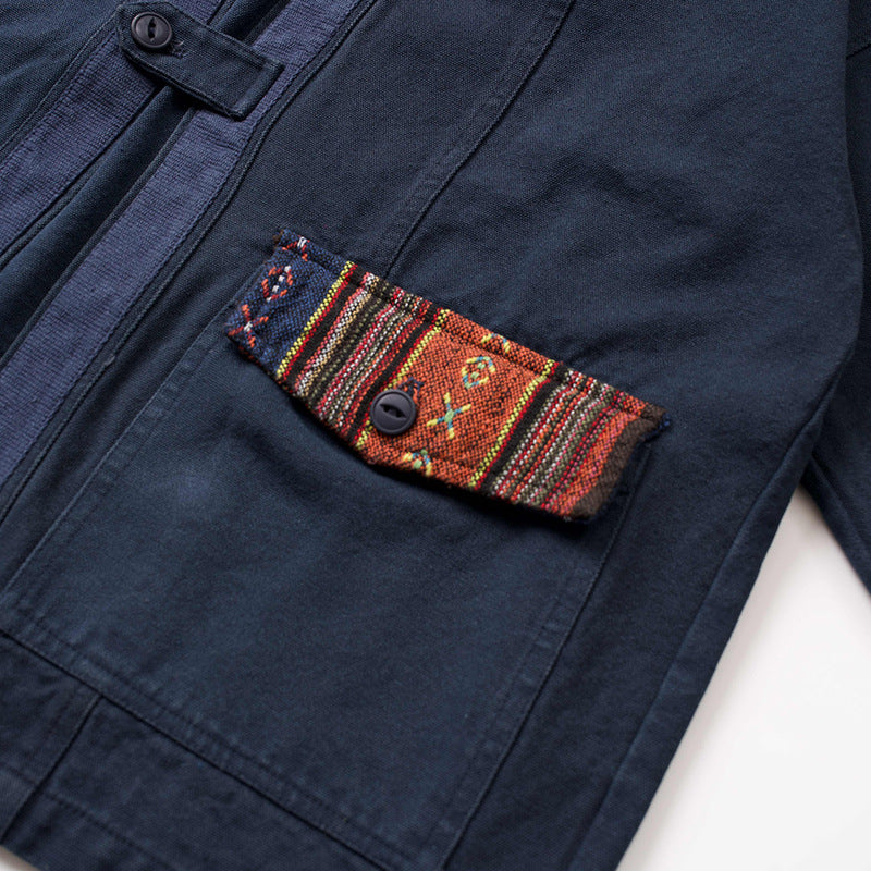 Sanjuro Kimono Jacket, Ethnic-style Classic Color-block Jacket