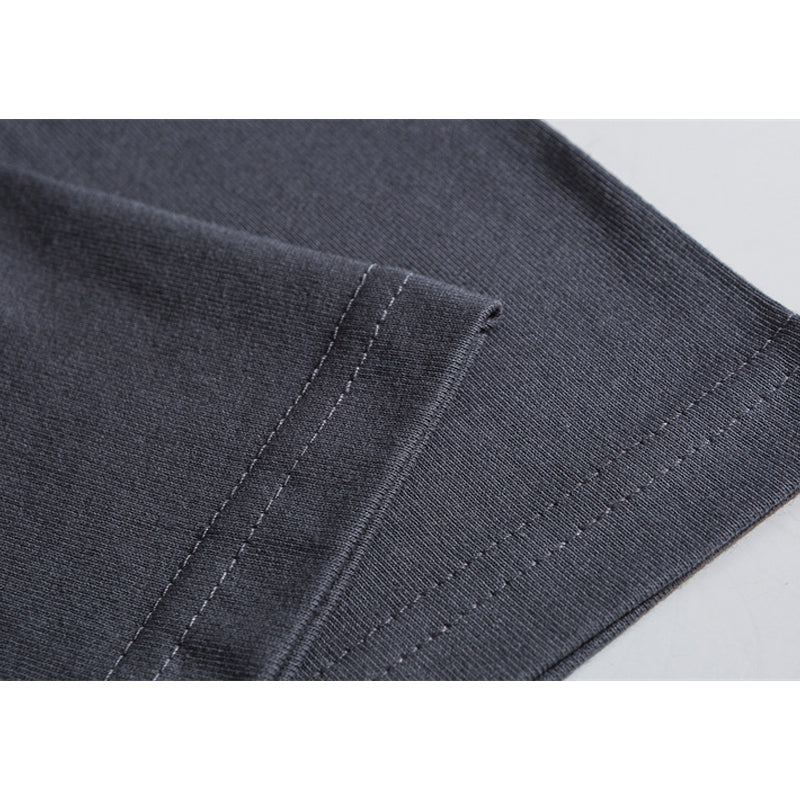 刺繡入り 不規則ステッチコットンTシャツ