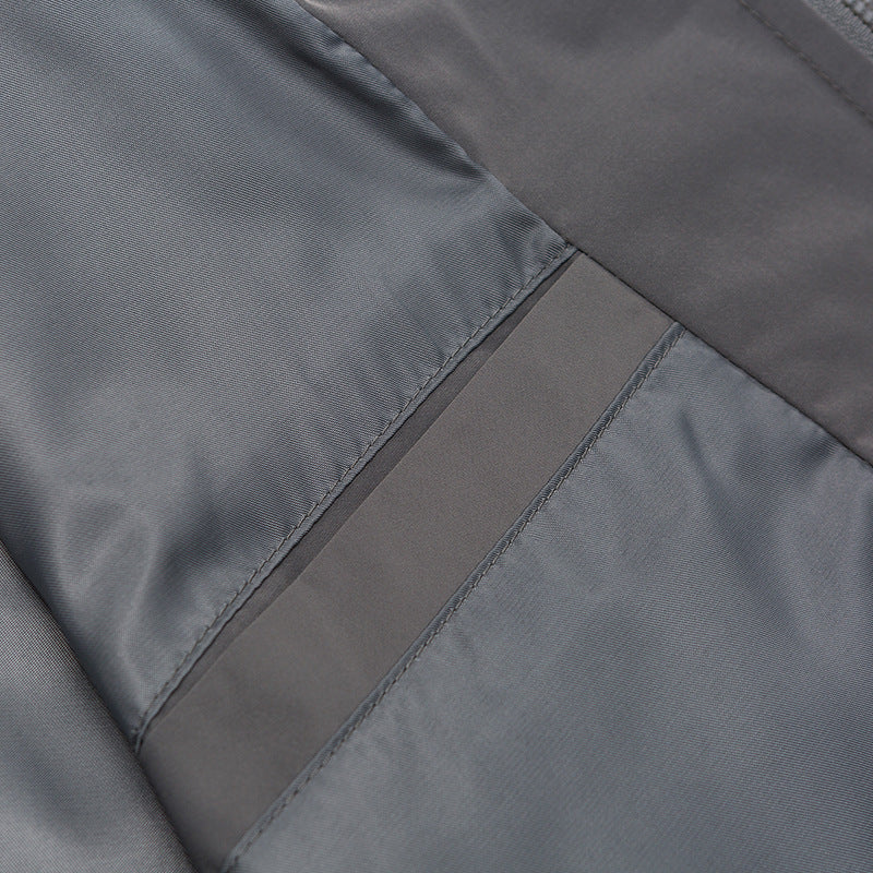 Solid color 3D pocket turn-down collar jacket