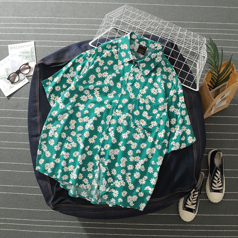 New summer daisy print short sleeve shirt