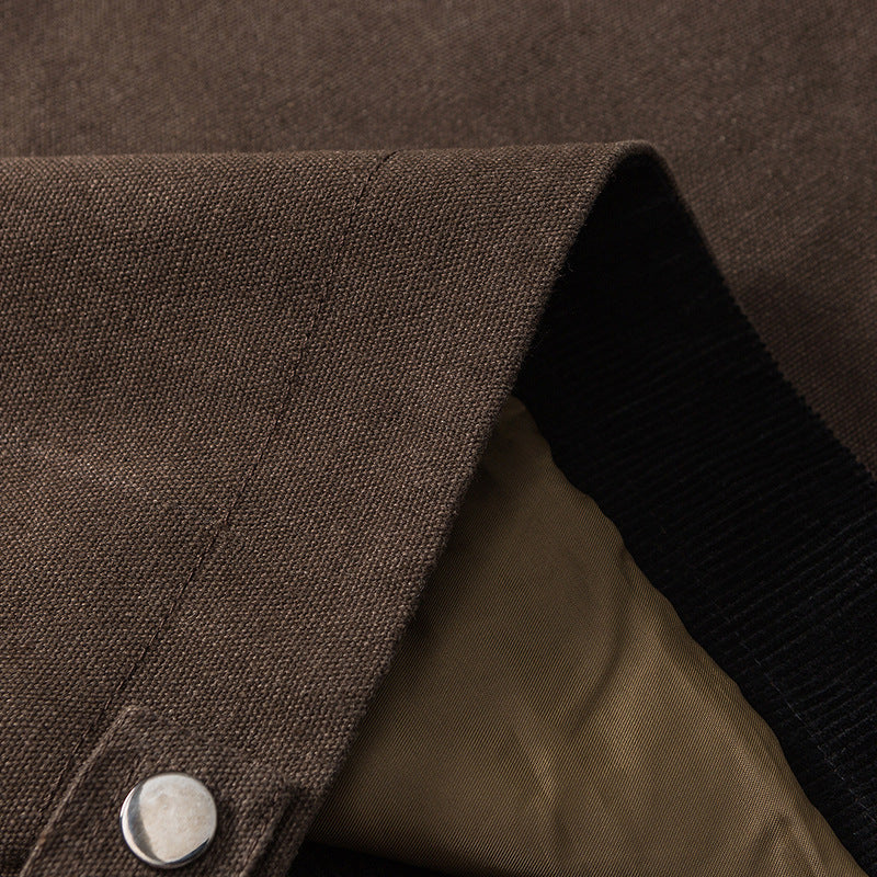 Plain, loose-fitting coat pocket lapel jacket