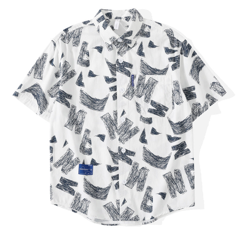 Alphabet print aloha shirt